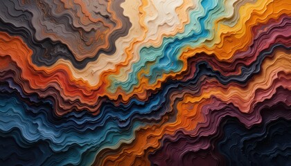 Poster - Abstract Colorful Waves in Earthy Tones and Vibrant Shades
