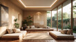 © SecretCanvas - Beautiful spa studio with wooden tile flooring spacious yoga area and a serene outdoor garden for rejuvenation Modern Spa Relaxation Wallpaper Interior Design