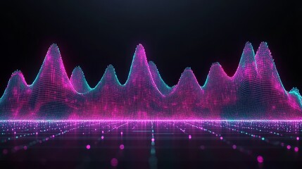 Poster - Vibrant Digital Landscape with Cyberpunk Glow and Electronic Data Visualization for Modern Technology and Futuristic Design themes