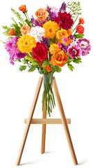 Poster - Artistic expression captured in a beautiful vase of colorful flowers arranged with copy space for design use