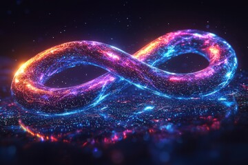 Poster - colorful neon infinity symbol in futuristic digital artwork