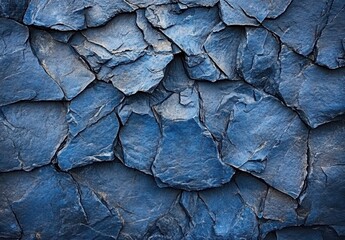 Poster - Textured Blue Slate Background Featuring Irregular Stone Shapes Suitable for Various Design and Creative Projects