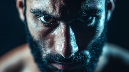 Poster - a close-up portrait of a mysterious man with dramatic shadows, ultra-hd
