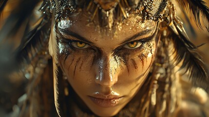 Poster - A warrior princess with battle scars, cinematic fantasy portrait