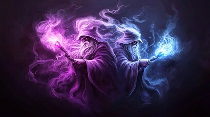 Poster - a mystical sorcerer with a glowing crystal staff, ultra-hd fantasy art