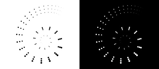 Fototapete - Modern abstract background. Halftone dots in circle form. Spiral logo, icon or design element. Black dots on a white background and white dots on the black side.