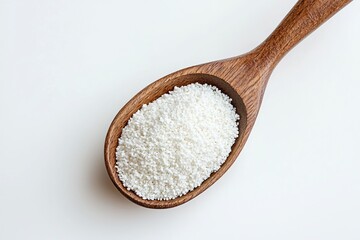 Poster - Tapioca pearls displayed in wooden spoon on plain white surface with high angle soft lighting