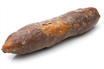 Aufkleber - Exotic sweet potato with cracked dry skin resting on a white surface casting a soft subtle shadow