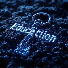Poster - Glowing Education Key Unlocking the Door to Opportunity and Success