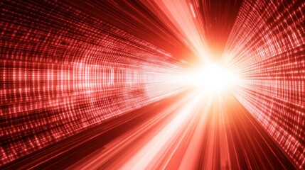 Poster - Crimson Acceleration Light Burst Technological Data Tunnel Futuristic Corridors Showcasing Red Intensity for Innovative Designs