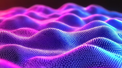 Poster - Chromatic Particle Wave Surface Mesmerizing Glowing Data Visualization for Modern Technology and Abstract Backgrounds