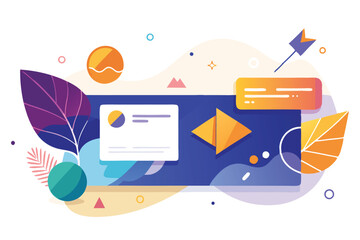 Aufkleber - Creative digital communication concept with colorful elements representing messaging and online interaction