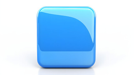 Wall Mural - blank mobile application icon, button - blue square with round corners. 3d rendering, white backgrou