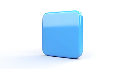 Wall Mural - blank mobile application icon, button - blue square with round corners. 3d rendering, white backgrou