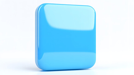 Wall Mural - blank mobile application icon, button - blue square with round corners. 3d rendering, white backgrou