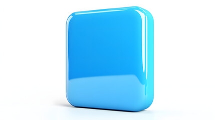 Wall Mural - blank mobile application icon, button - blue square with round corners. 3d rendering, white backgrou