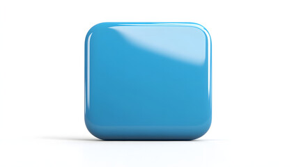 Wall Mural - blank mobile application icon, button - blue square with round corners. 3d rendering, white backgrou