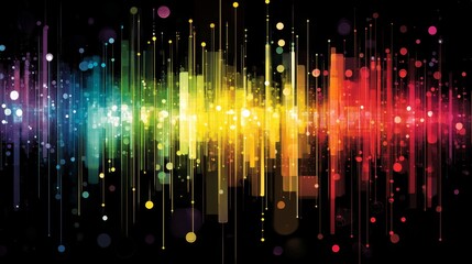 Poster - Vibrant spectrum light trails against a dark backdrop with cascading particles a mesmerizing display of colors and energetic brilliance