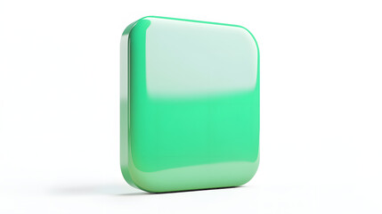 Fototapete - Blank Mobile application icon, button - green square with round corners. 3d rendering, white background