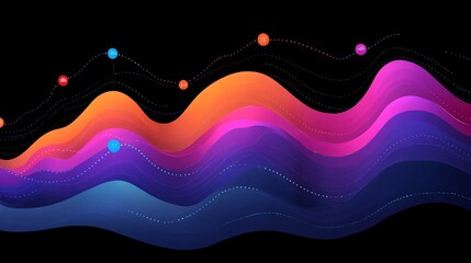 Poster - Pixelated gradient wave background with floating geometric shapes creating a digital landscape for technology and communication visuals