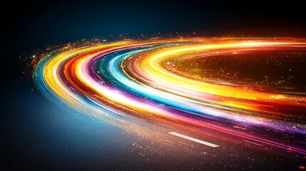 Poster - Futuristic data stream of light trails colorful abstract motion blur technology background concept for high speed internet connectivity