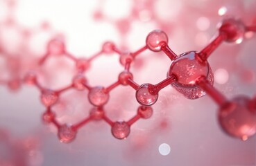 Aufkleber - Molecular structure 3D render, interconnected red molecules depict beauty, complexity science. Medical, tech illustration. Scientific abstract background with connected network, atom,