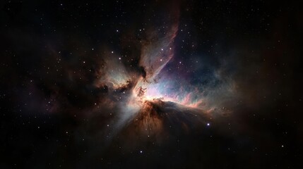 Wall Mural - celestial dance reveals vibrant hues of a cosmic nebula in deep space generative ai