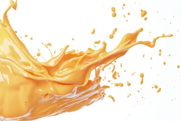 Poster - Creative splash of vibrant orange liquid paint on a white background motion and dynamic wave form isolated
