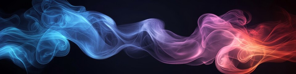 Poster - Abstract Intertwined Waves Gradient From Cool Blue To Warm Red, Flowing Curves, Dynamic Movement