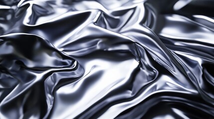 Poster - shimmering black satin fabric draped elegantly, creating soft folds and reflections in light