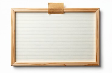 Aufkleber - Close-up photo of blank lined frame with paper attached with adhesive tape. Wooden frame, white paper and brown tape. Mockup template perfect for presentations, advertising, social media content.