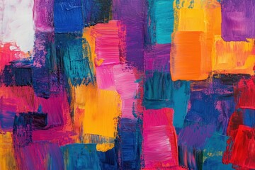 Poster - Abstract cityscape painting with bright round swirl brush strokes, expressing vibrant colors and energy