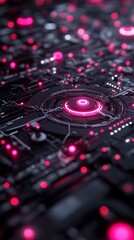 Poster - stunning abstract background featuring neon lights and intricate circuit patterns, perfect for techn