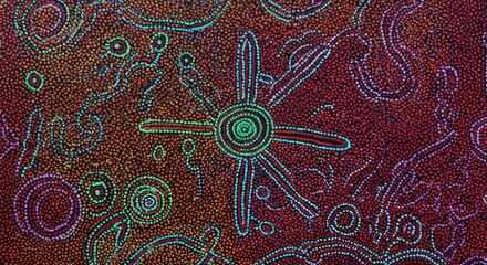 Detailed Dot Painting with Concentric Circles and Radial Lines