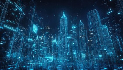 Poster - Digital Cityscape at Night