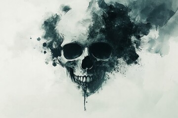 Poster - Artistic Skull Illustration with Dark Abstract Background and Details