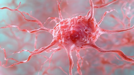Leinwandbilder - Microscopic of the intricate and colorful structure of a neuron cell showcasing the complex network of axons dendrites