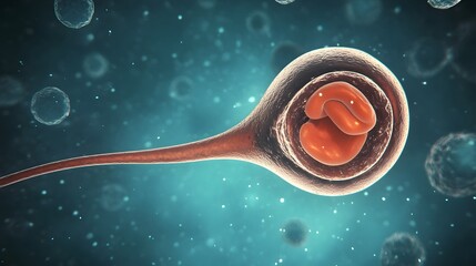 Poster - Microscopic View of an Early Human Embryo Development during the Initial Stages of Cell Division and Growth in a Scientific Laboratory Setting