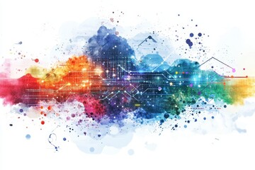 Poster - a vibrant abstract background featuring colorful splashes and data visualization elements, perfect f