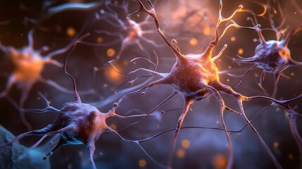 Poster - Microscopic view of an intricate neural network highlighting the complex structure and connectivity of neurons synapses