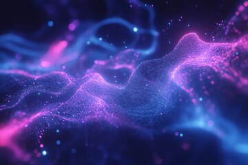 Wall Mural - this visually stunning abstract image features colorful waves illuminated by luminous particles, cre