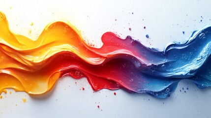 Poster - Colorful paint splashing, mixing and flowing on white background