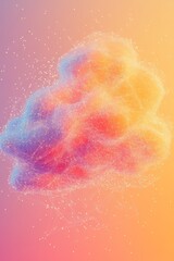 Poster - This abstract artwork features a colorful cloud filled with glowing particles against a soft gradient background, creating a dreamy and ethereal atmosphere.