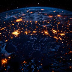 Poster - Glowing Earth Representing Global Networking and Technological Advancement