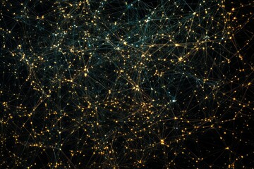 Poster - abstract visualization of networks and connections in dark space