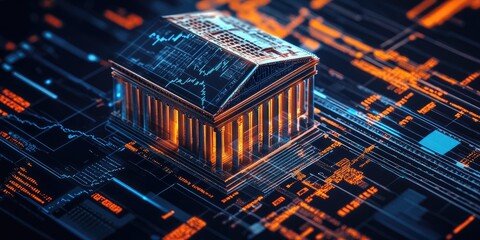 Poster - Digital Bank on Tech Circuit Board