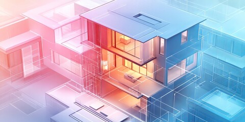Poster - This image showcases a modern smart home automation concept with an innovative architectural design. It emphasizes the integration of technology and contemporary living spaces.