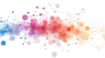Poster - Vibrant abstract background featuring colorful circles and connecting lines. Ideal for technology, science, and artistic themes in digital design.