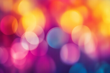 Poster - Abstract colorful bokeh background bright vivid rainbow lights festive blur glow pink blue party