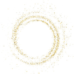 Poster - lowing gold circle with sparkling light effects and a shimmering dust trail. Perfect for luxury designs, magic frames, energy flares, and vibrant decorative elements in a bright abstract style